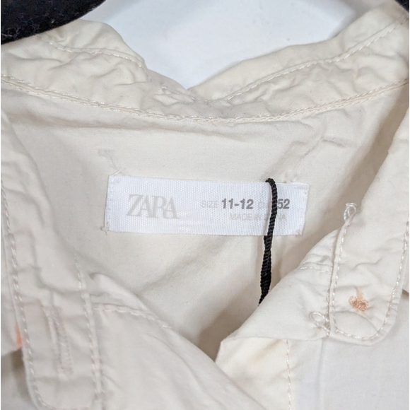 Zara Girls Side Cotton Cut Out Sleeveless Elastic Waist Midi Dress Cream 11 12 - Picture 5 of 7